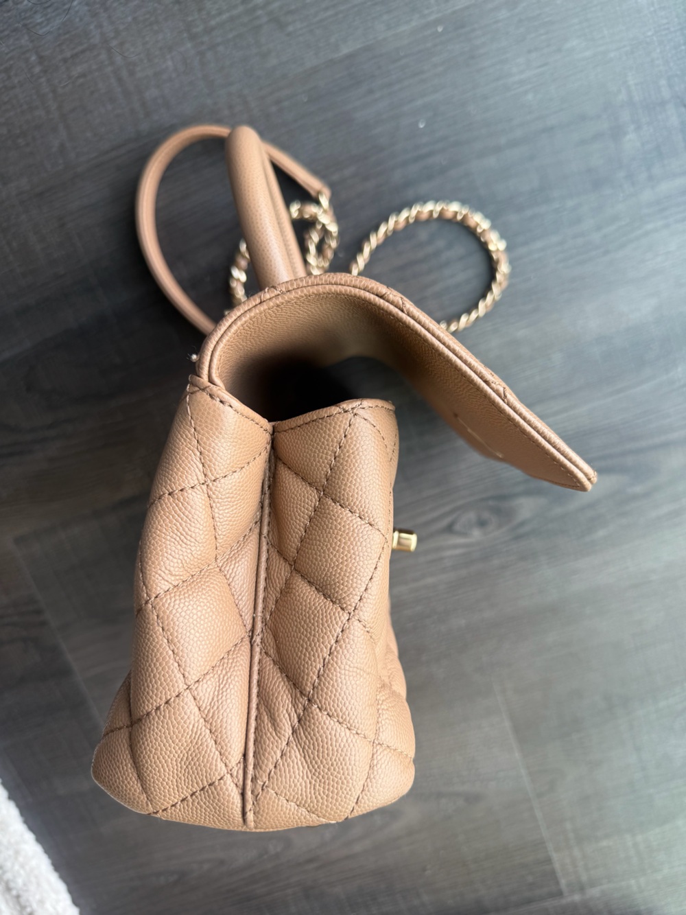 CHANEL Quilted Crossbody Top-Handle Bag in Tan - Picture 9 of 9